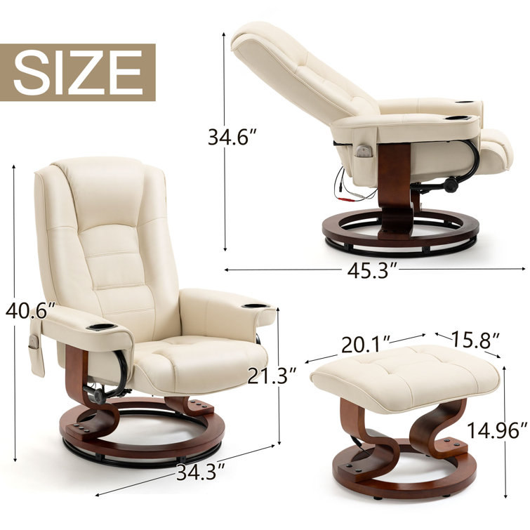 Faux Leather Heated Massage Chair with Ottoman